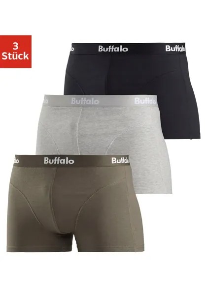 Боксеры Buffalo (3 шт. в упаковке) с оверлочными швами спереди, зеленый