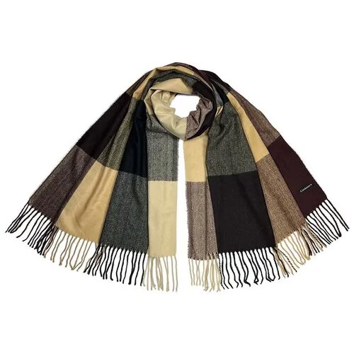 Платок Cashmere, кашемир, с бахромой, 105х100 см, мультиколор