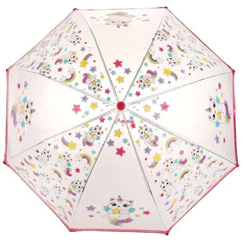 Зонт-трость детский Кэттикорн прозрачный, 48 см