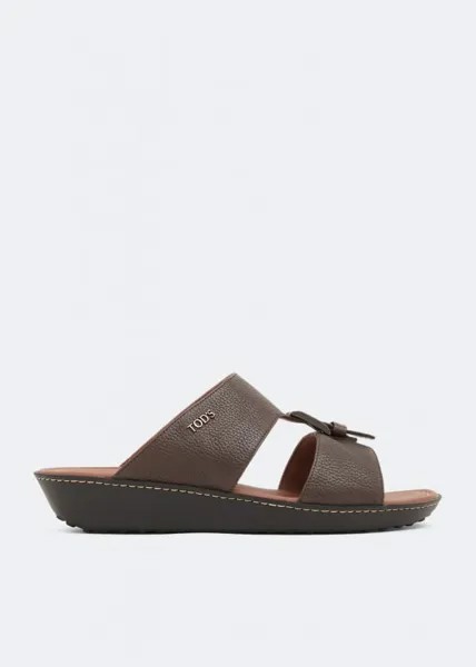 Сандалии TOD'S Buckle leather sandals, коричневый