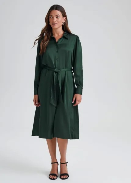 JDY Зеленое платье-рубашка миди с длинными рукавами Fifi