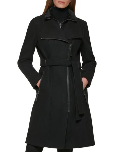 Пальто с запахом и поясом Calvin Klein, цвет Black Twill