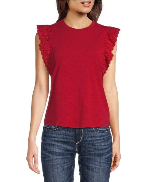 Топ Ariat Ludlow с круглым вырезом и рюшами, красный