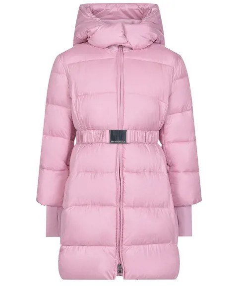 Розовое стеганое пальто с капюшоном Monnalisa детское