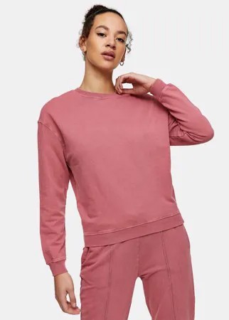 Розовый свитшот с эффектом кислотной стирки Topshop-Розовый цвет