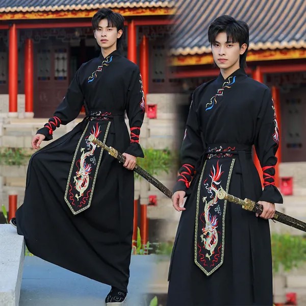 2021 hanfu платье Древний китайский традиционный костюм для мужчин китайский Атласный халат для мужчин Национальный народный Танцевальный кос...