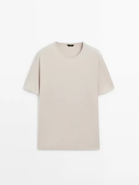 Хлопковая футболка с короткими рукавами Massimo Dutti, серый