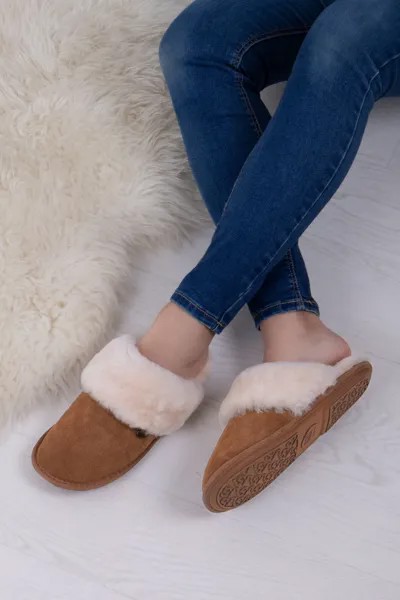 Женские тапочки Duchess из овчины Just Sheepskin, коричневый