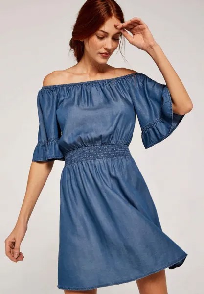 Джинсовое платье CHAMBRAY BARDOT Apricot, цвет blue