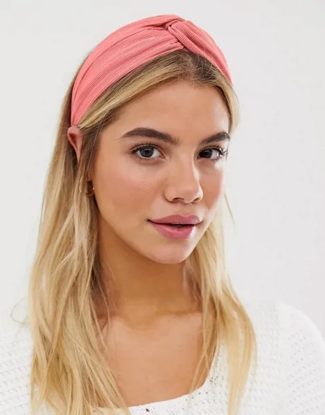 Розовый плиссированный обруч ASOS DESIGN-Оранжевый