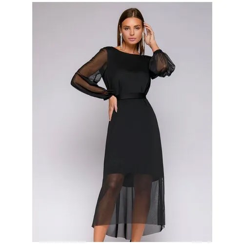 Платье 1001dress, вечернее, макси, размер 44, черный