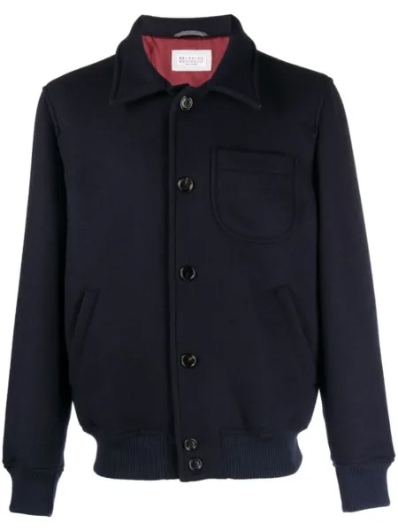 Brunello Cucinelli шерстяная куртка с заостренным воротником, синий