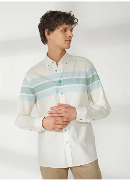 Мятная мужская рубашка стандартного кроя с воротником на пуговицах U.S. Polo Assn.