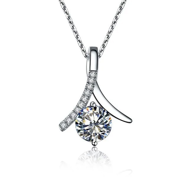 Однотонный Платиновый Кулон PT950 ожерелье для женщин 2 карата бриллиантовый обручальный кулон для женщин Отличный подарок на день рождения D ...