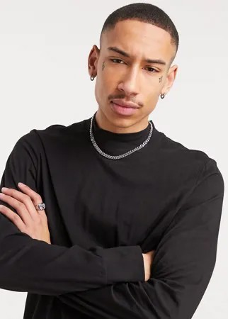 Черный лонгслив с высоким воротником Jack & Jones Originals-Черный цвет