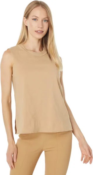 Майка Vince Linen Rib Trim Shell, цвет Pale Walnut