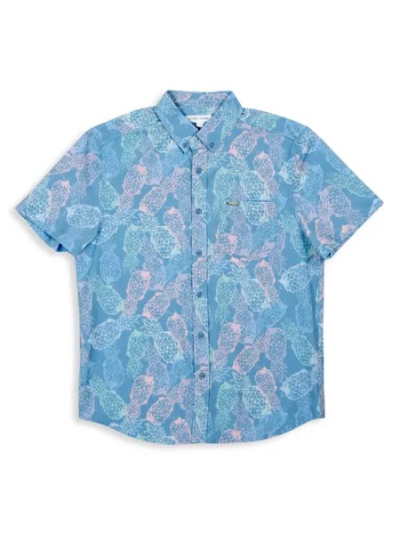 Рубашка для плавания из сирсакера с ананасами Vintage Summer, цвет Denim