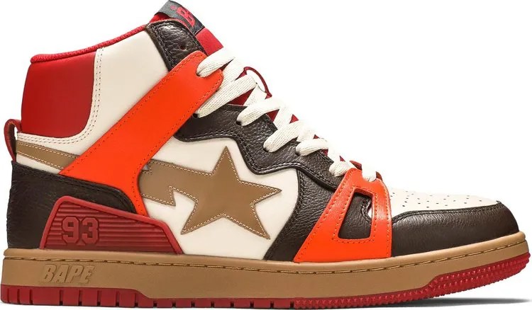 Кроссовки Bape Sta 93 HI Red Orange Light Sand, красный