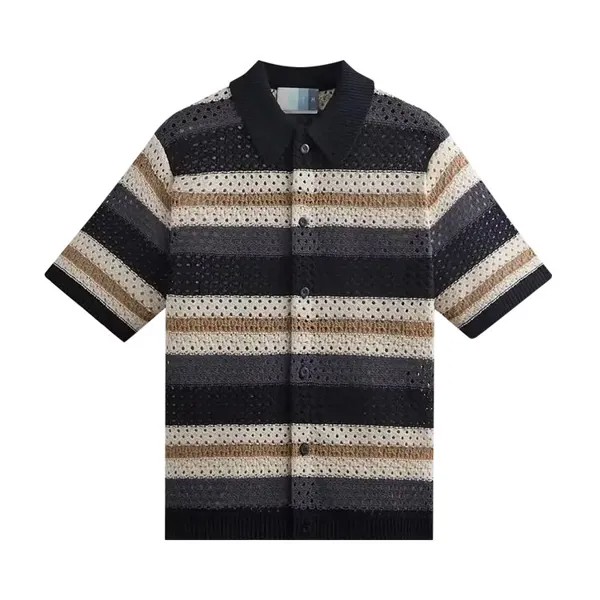 Рубашка Kith Thompson Crochet Button Down Shirt, черный