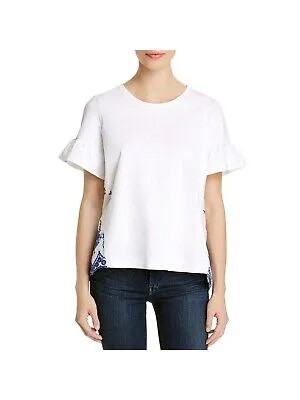 SINGLE THREAD Женская белая футболка с коротким рукавом с цветочным принтом и круглым вырезом L