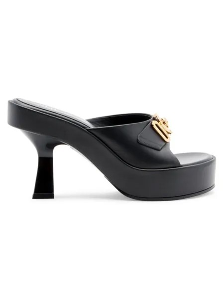 Мюли с декором Medusa на каблуке и платформе Versace, черный