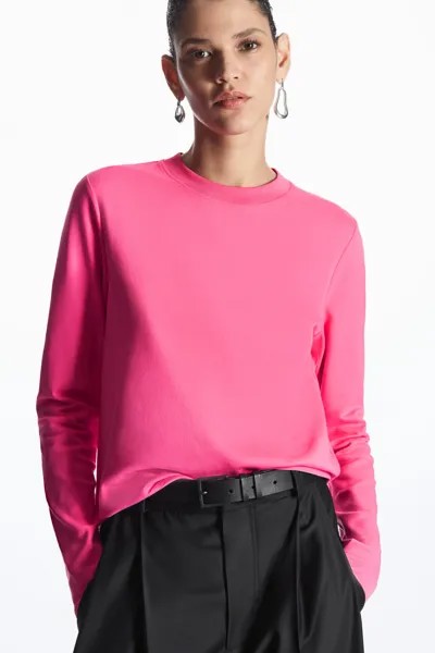 Облегающая футболка с длинными рукавами, ярко-розовый