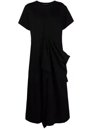 Yohji Yamamoto платье-футболка с драпировкой