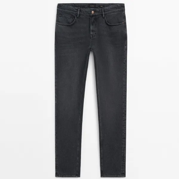 Джинсы Massimo Dutti Tapered Fit, темно-серый/черный