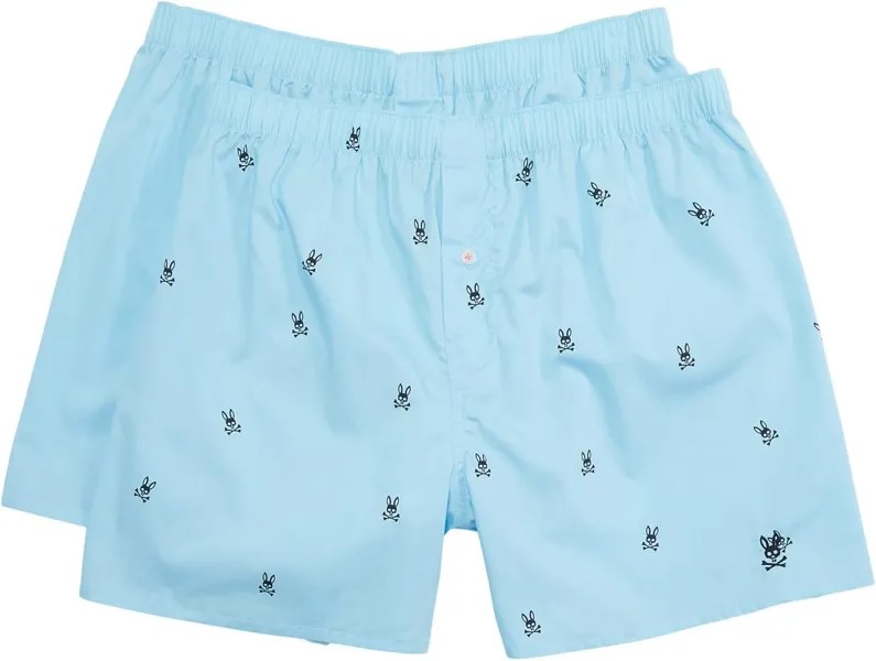 Боксеры Psycho Bunny Woven 2-Pack Boxer, цвет Sky Blue