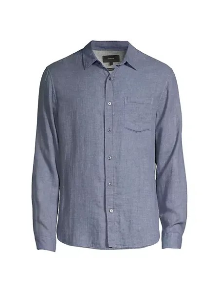 Хлопковая рубашка с длинными рукавами Vince, цвет chambray