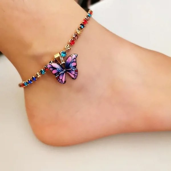 Бабочка Цепь Пляж Браслет Браслет Очарование женщин ноги лодыжки сапоги ювелирные изделия