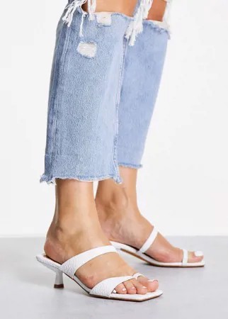 Кожаные мюли белого цвета на среднем каблуке Topshop Ringo-Белый