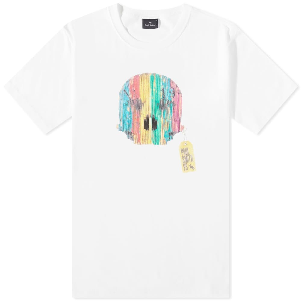 Футболка Paul Smith с деревянным черепом, белый