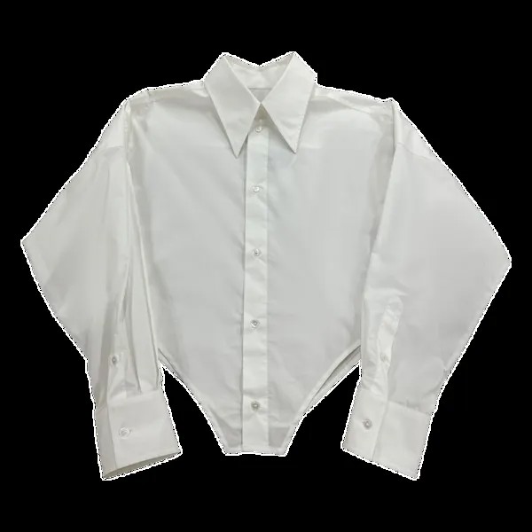Рубашка MM6 Maison Margiela Crop Long-Sleeve 'White', белый