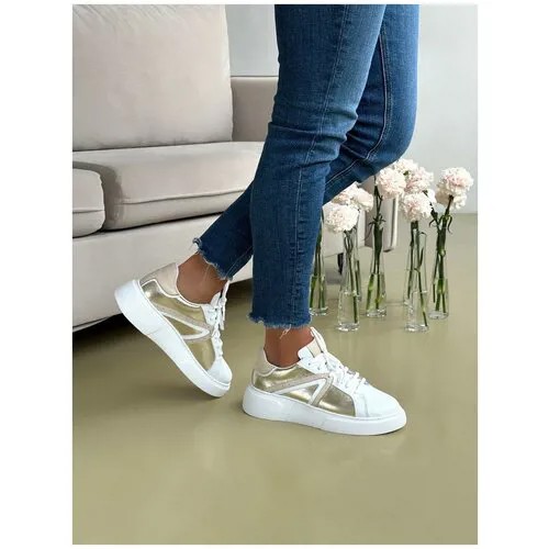 Кеды Evromoda, полнота 6, размер 40, белый, золотой
