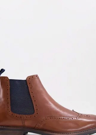 Кожаные ботинки челси светло-коричневого цвета для широкой стопы Silver Street-Коричневый цвет