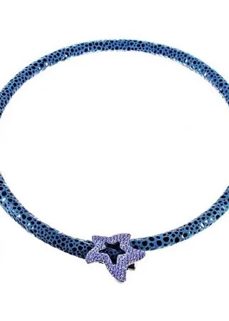 Колье из серебра 925 пробы с фианитами и кожей 84N0020BL_KL_KJ_001_WG ELEMENT47, длина 40 см.