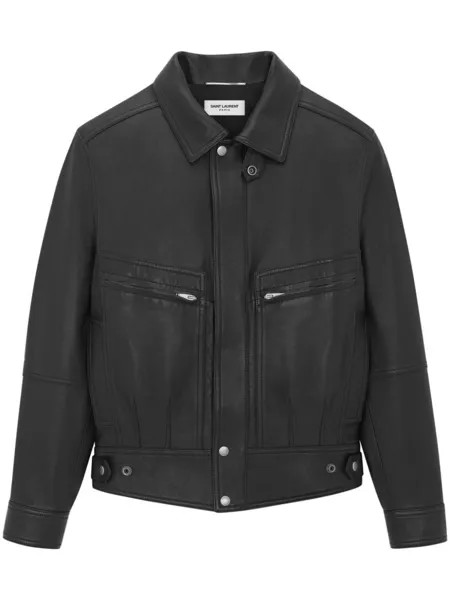 Saint Laurent бомбер на молнии, черный