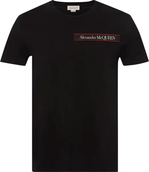 Футболка Alexander McQueen Selvedge Logo Tape Detail T-Shirt 'Black/Mix', черный