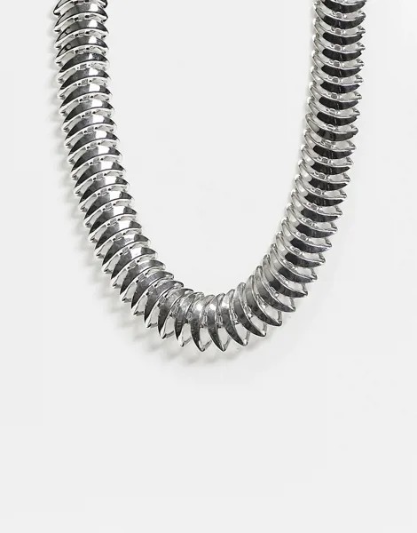 Серебристое ожерелье-цепочка с плетением «рыбьи кости» ASOS DESIGN-Серебристый