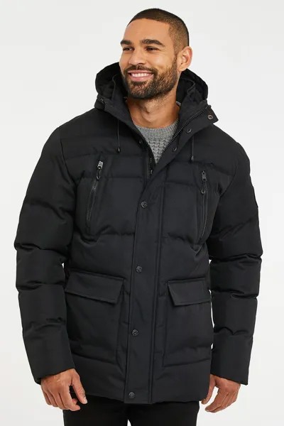 Стеганая куртка с капюшоном и защитой от дождя 'Jackton' Threadbare, черный