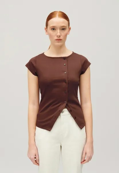 Базовая футболка Boutonné Asymétrique Claudie Pierlot, коричневая