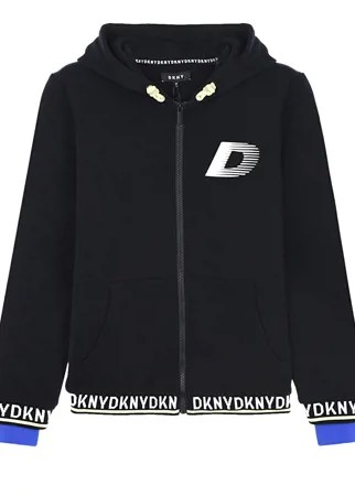 Черная спортивная куртка с капюшоном DKNY детская