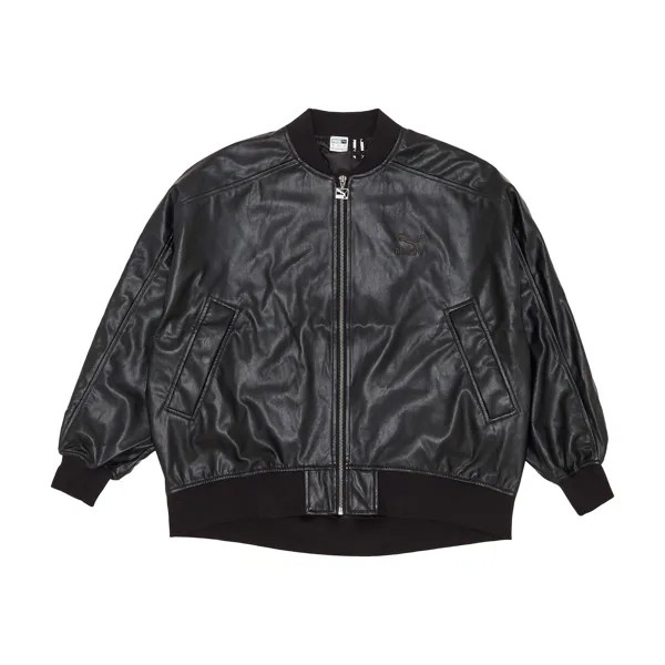 T7 Oversized Faux Leather Bomber