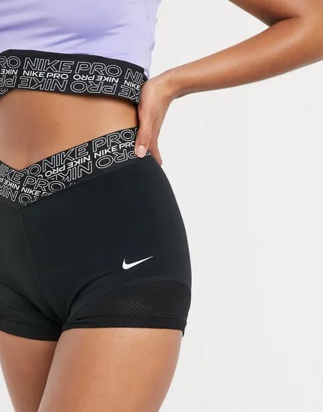 Черные шорты длиной 3 дюйма с сетчатыми вставками Nike Pro Training-Черный цвет