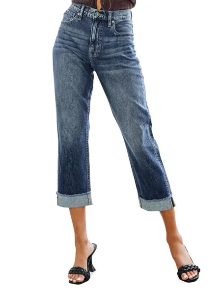 Укороченные прямые джинсы с высокой посадкой Kancan, цвет Dark