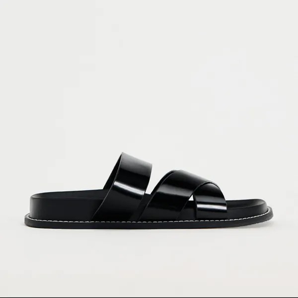 Сандалии Zara Flat Strappy Slider, черный