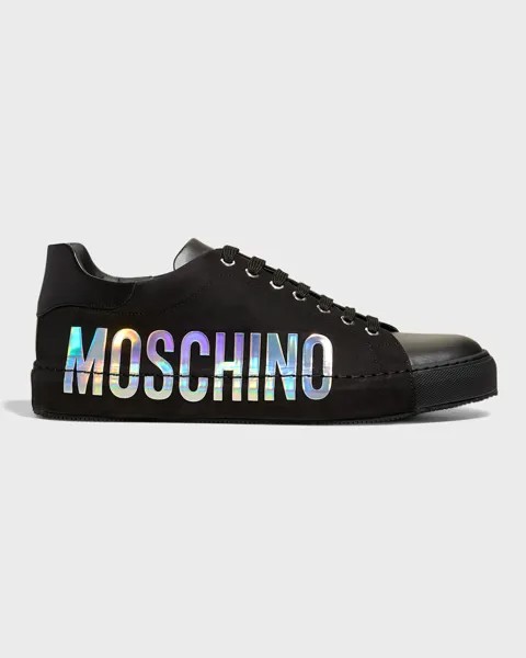 Мужские низкие кеды с переливающимся логотипом Moschino, цвет Black Multi