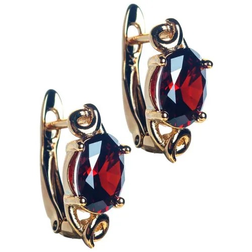 Серьги XUPING JEWELRY, бижутерный сплав, фианит, бордовый