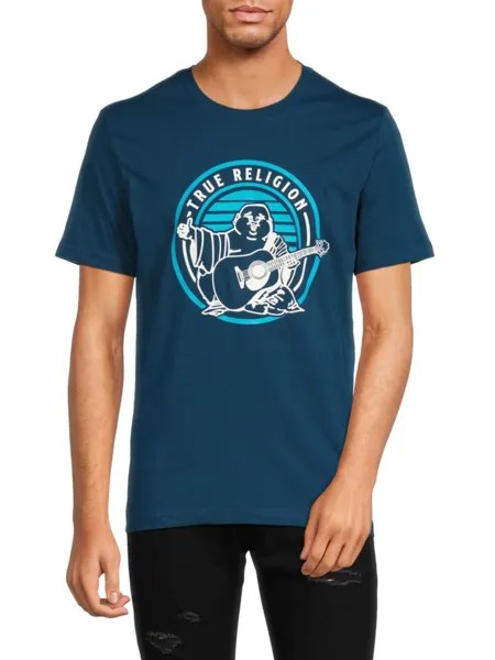 Футболка с логотипом и графическим рисунком True Religion, цвет Poseidon